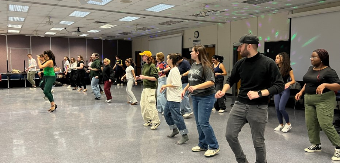 Students dancing in a group class