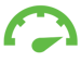 Half circle light green dial with needle pointing to lower right.