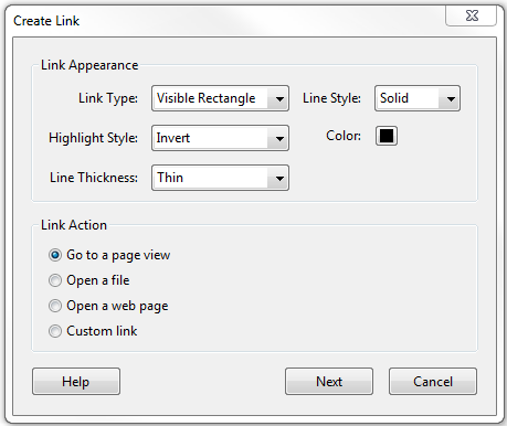 Create link window