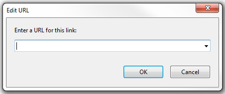 Edit URL window. Text bar option to enter URL for link