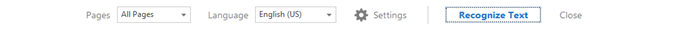 Toolbar below Enhanced Scans. Recognize Text selected
