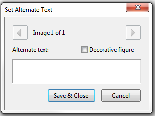 Set Alternate Text window