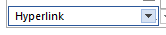 Hyperlink drop down selected from Styles drop down menu.