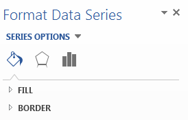 Format data series menu. Drop down options from Paint icon selected.