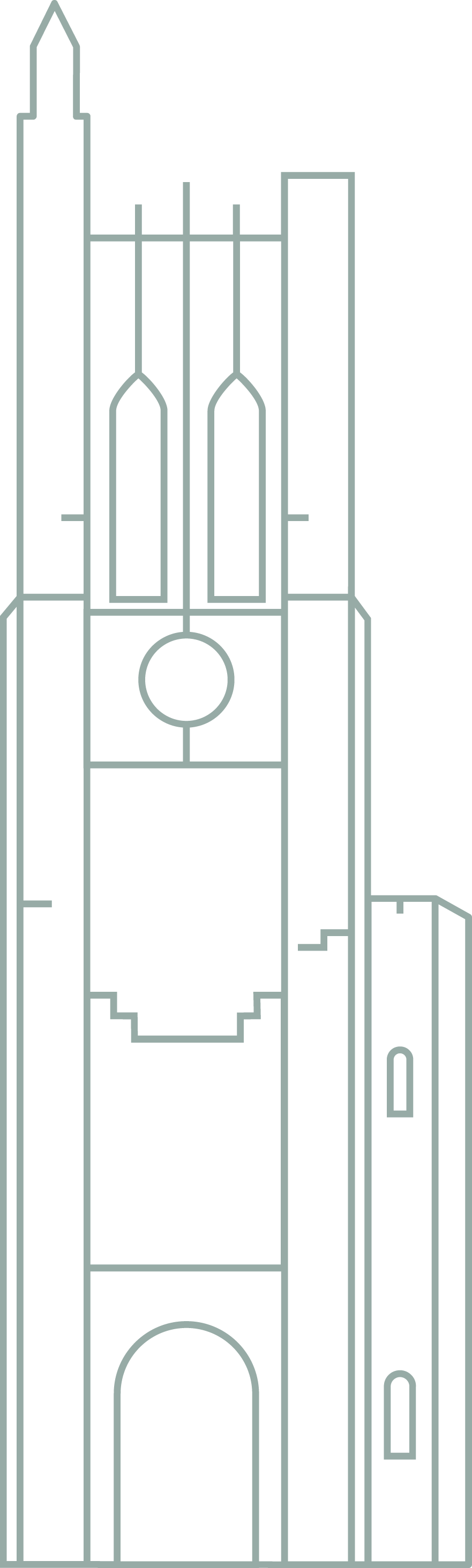 Green outline of Beaumont Tower from Michigan State University.