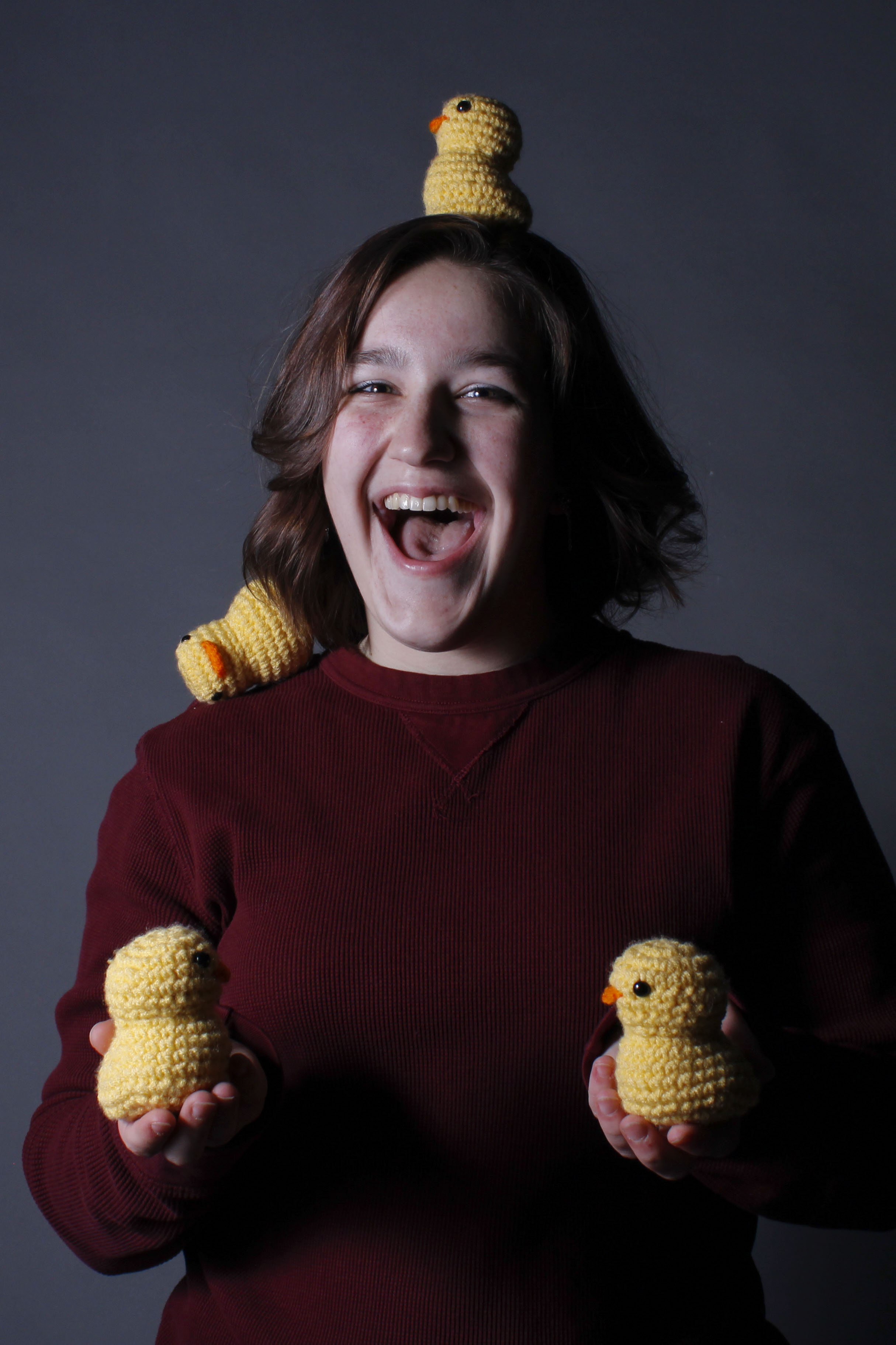 Abbie Townley, founder of Crochet Critters pictured with her lucky ducks