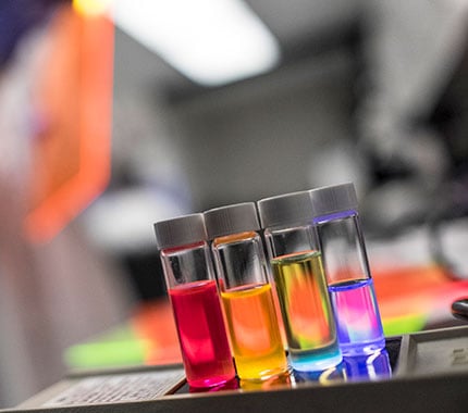 vials of colorful liquid