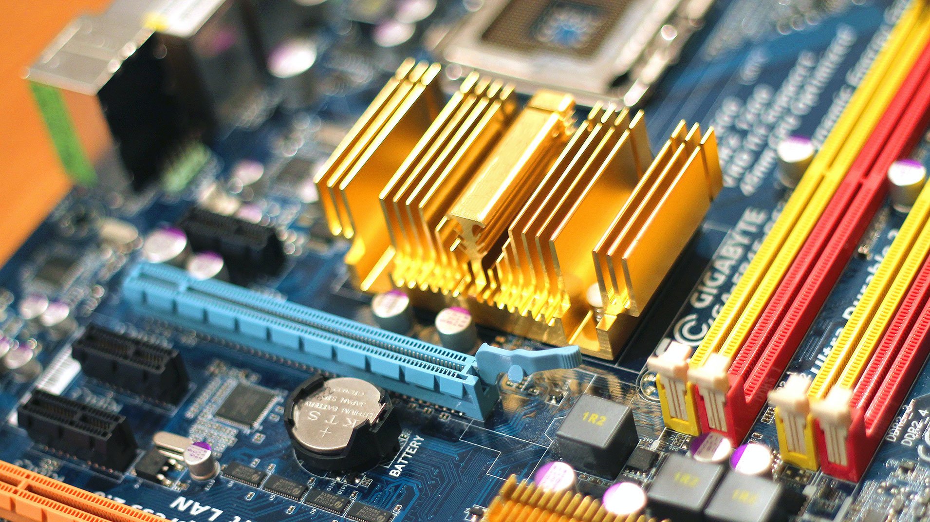 Close up shot inside a computer