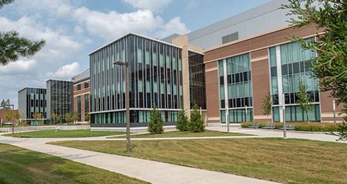 STEM Building on a cloudy sunny day