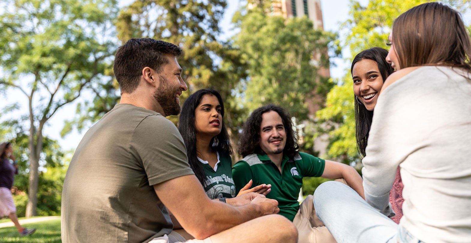 students in a group outside
