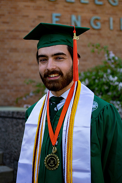 James Vanantwerp, a May 2023 graduate in chemical engineering, he will begin Ph.D. studies in chemical engineering at the University of Delaware.