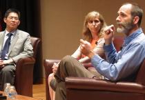 Xiaobo Tan, an MSU Foundation Professor of electrical and computer engineering, engineer Naomi Leonard and oceanographer John P. Ryan discuss the expansive potential of marine and freshwater robotics at AAAS headquarters in Washington, D.C., on June 16, 2017. Photo credit: Stephen Waldron/AAAS.