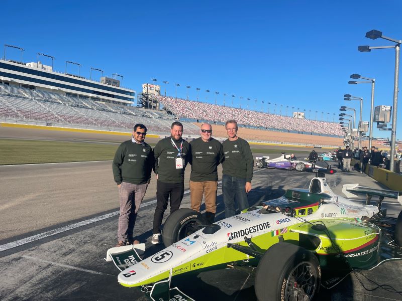 Judd Herzer (second from the left) in Las Vegas during the PoliMOVE-MSU testing for the Indy Autonomous Challenge Credit: PoliMOVE-MSU team
