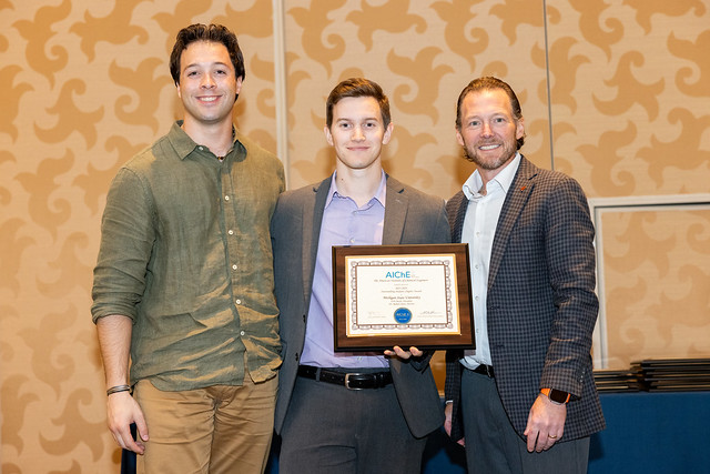 (left to right) Ryan Stearns, Walter Kretzer, AIChE President Alan Nelson