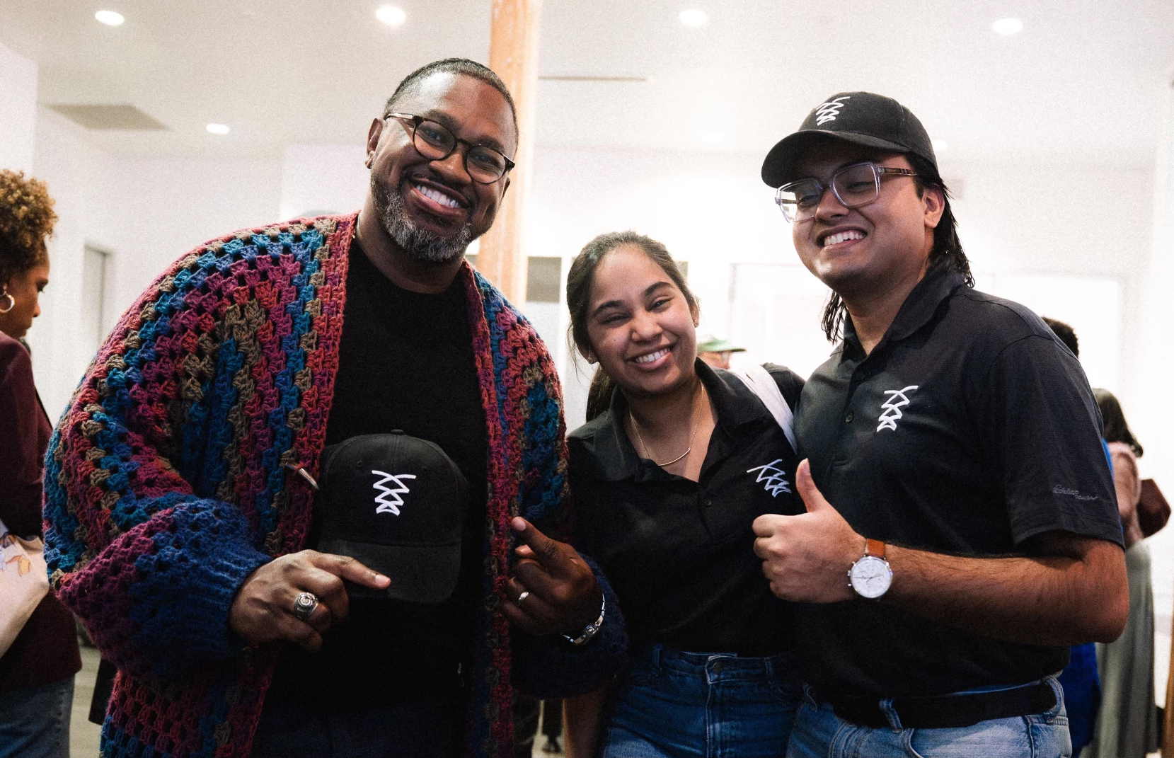 Entrepreneur Harold Hughes and BRCĒ co-founders Tanvi Gadamsetti and Madhav Aggarwal.