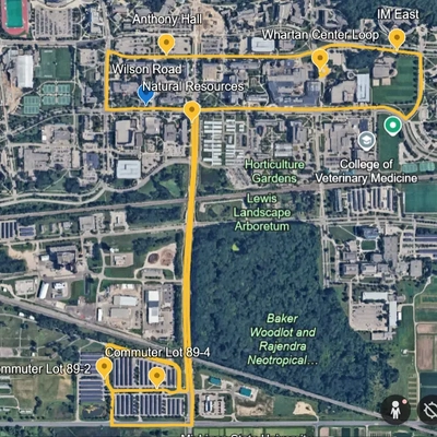 Map of the SpartanXpress route