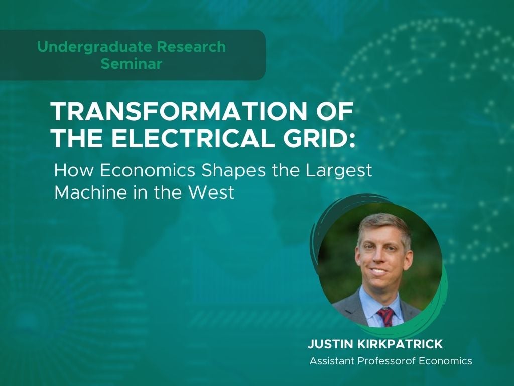 Headshot of Justin Kirkpatrick with presentation title.