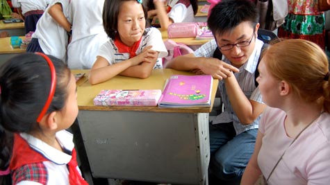 Students and teacher in a classroom