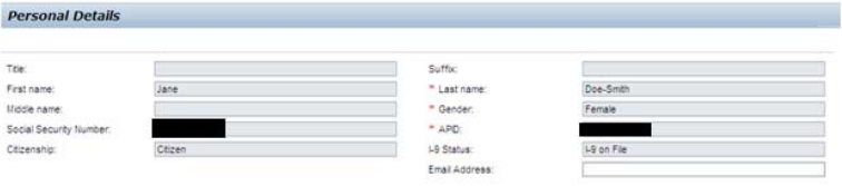 personal details screenshot