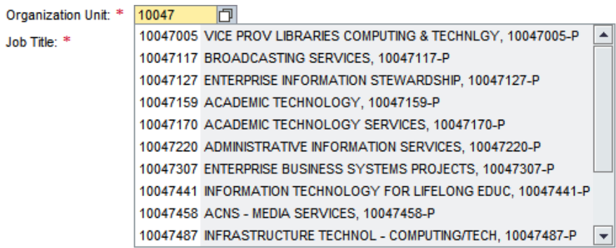 Specific organizational units screenshot