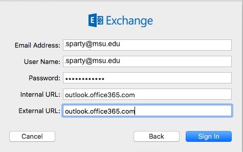 Exchange setup