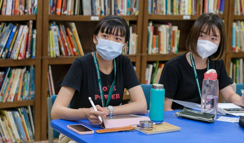 Taiwanese students in a classroom.