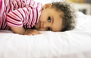 18 month old waking up from a nap.