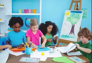 Six year olds painting.