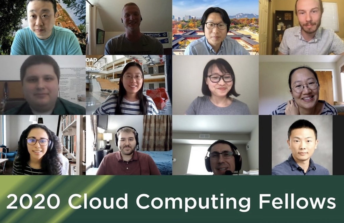 Grid containing portraits of all fellows with text reading: 2020 Cloud Computing Fellows.