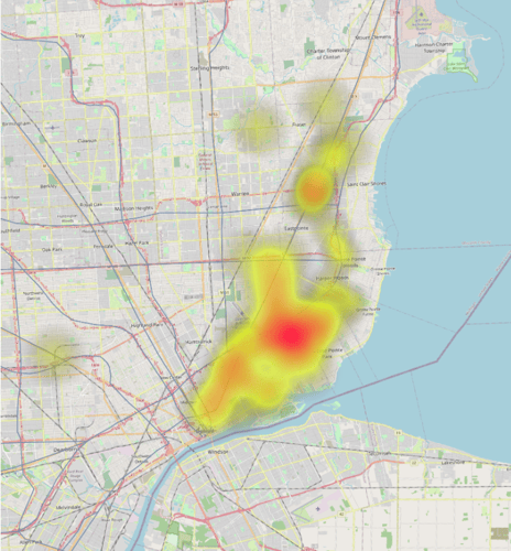 Meat map from research conducted