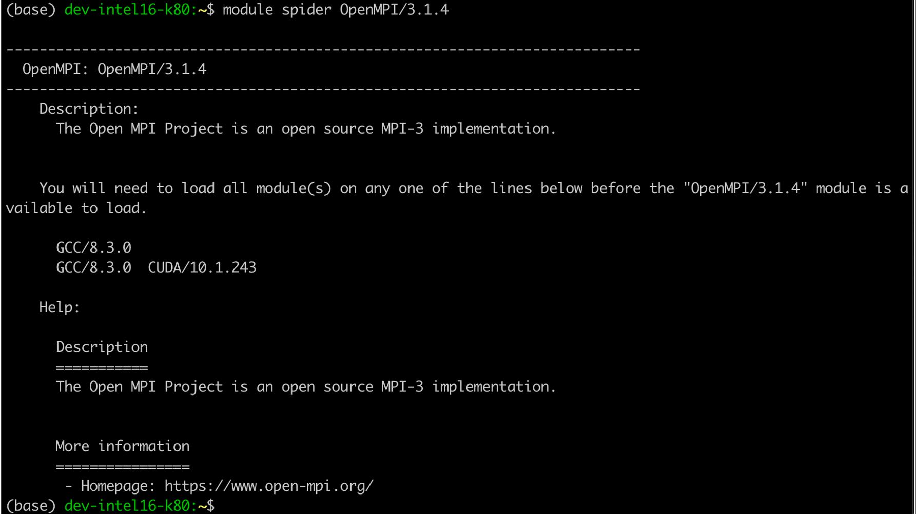 Screenshot of linux terminal