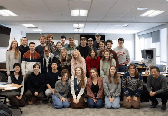 This image shows a group of student participants of James Madison College's Human Rights Data Science Lab.