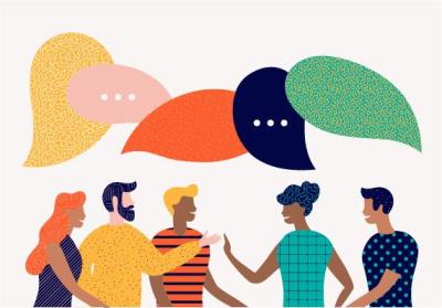 Illustration of people talking