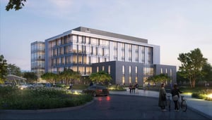 A 3D rendering the new MSU inter professional health sciences education center.
