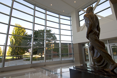 Spartan Statue inside Breslin Center