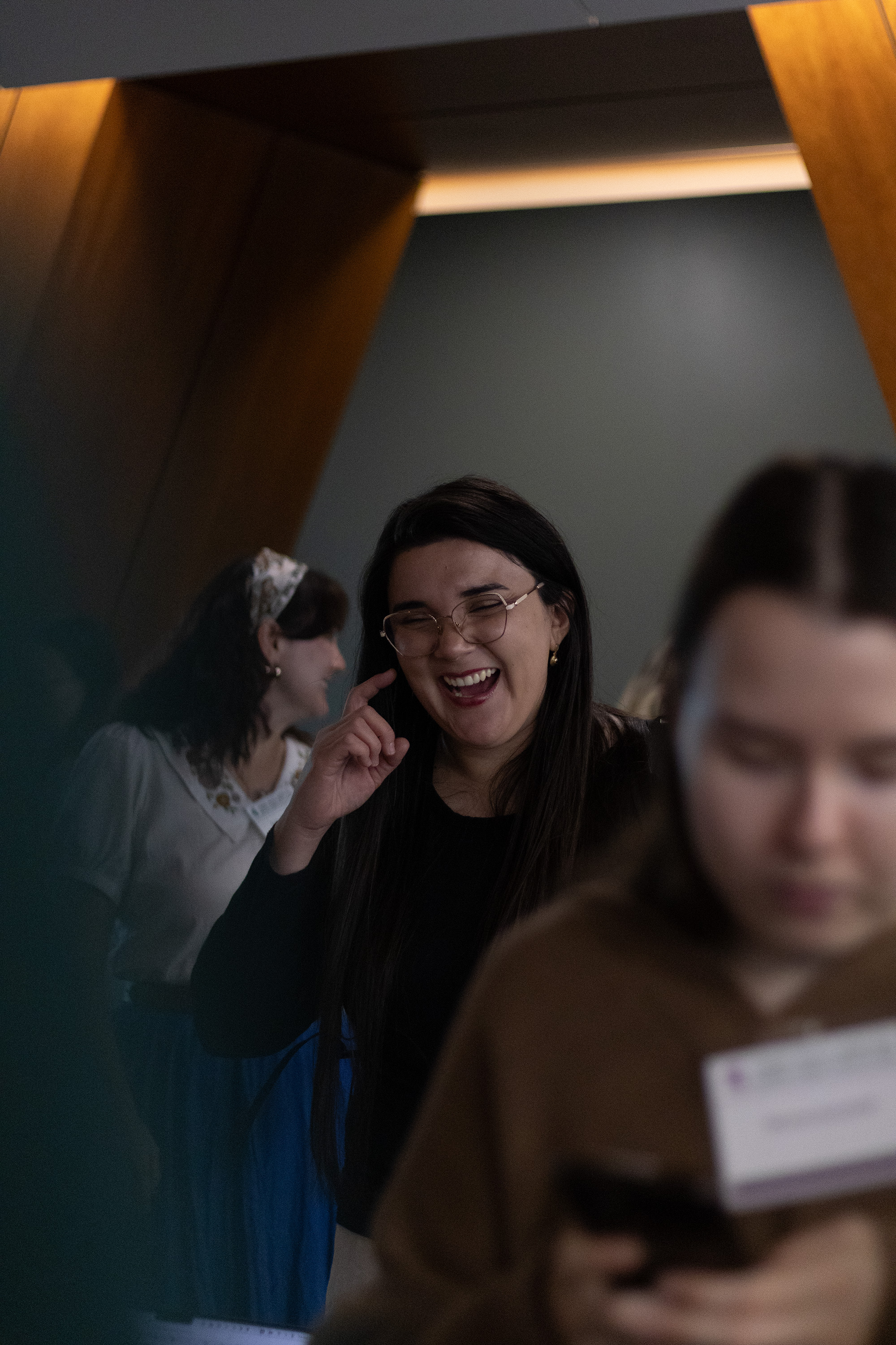 Candid shot of Student Success Launch attendees interacting, smiling and laughing.