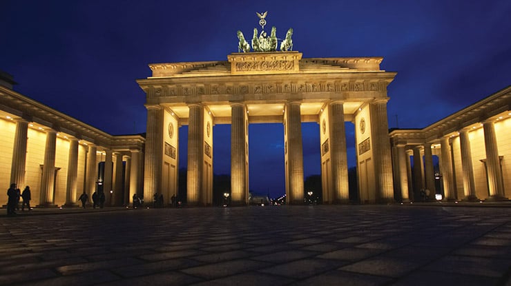 The Brandenburg Gate, a monument in Berlin ? where students with a major in German may visit on education abroad.