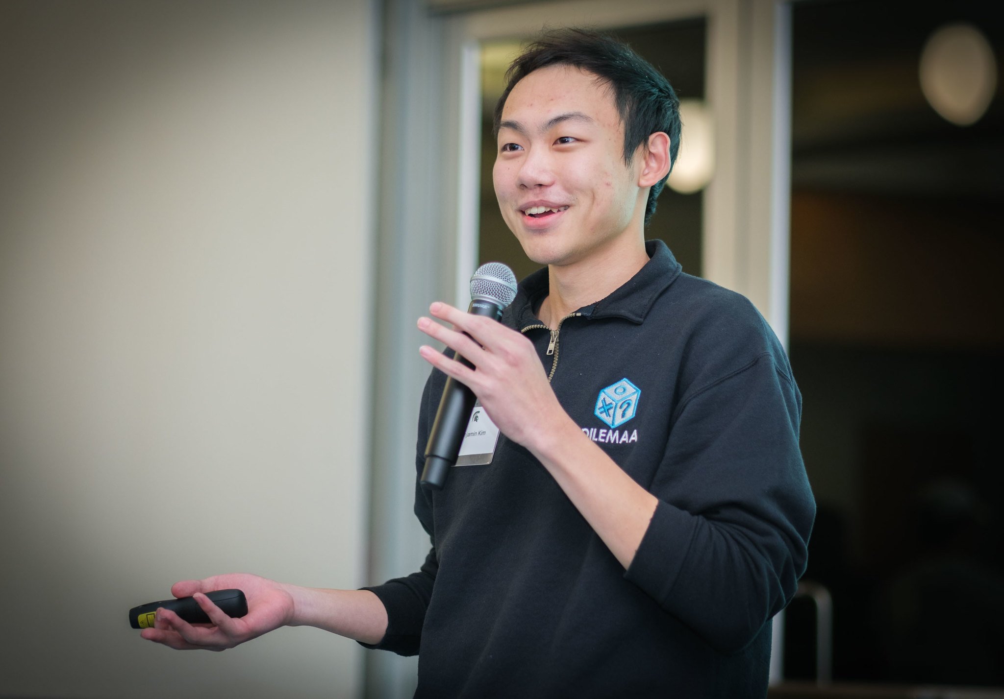 Man speaking with microphone