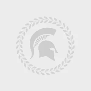 Light gray background with dark gray spartan helmet replacing a missing headshot. 