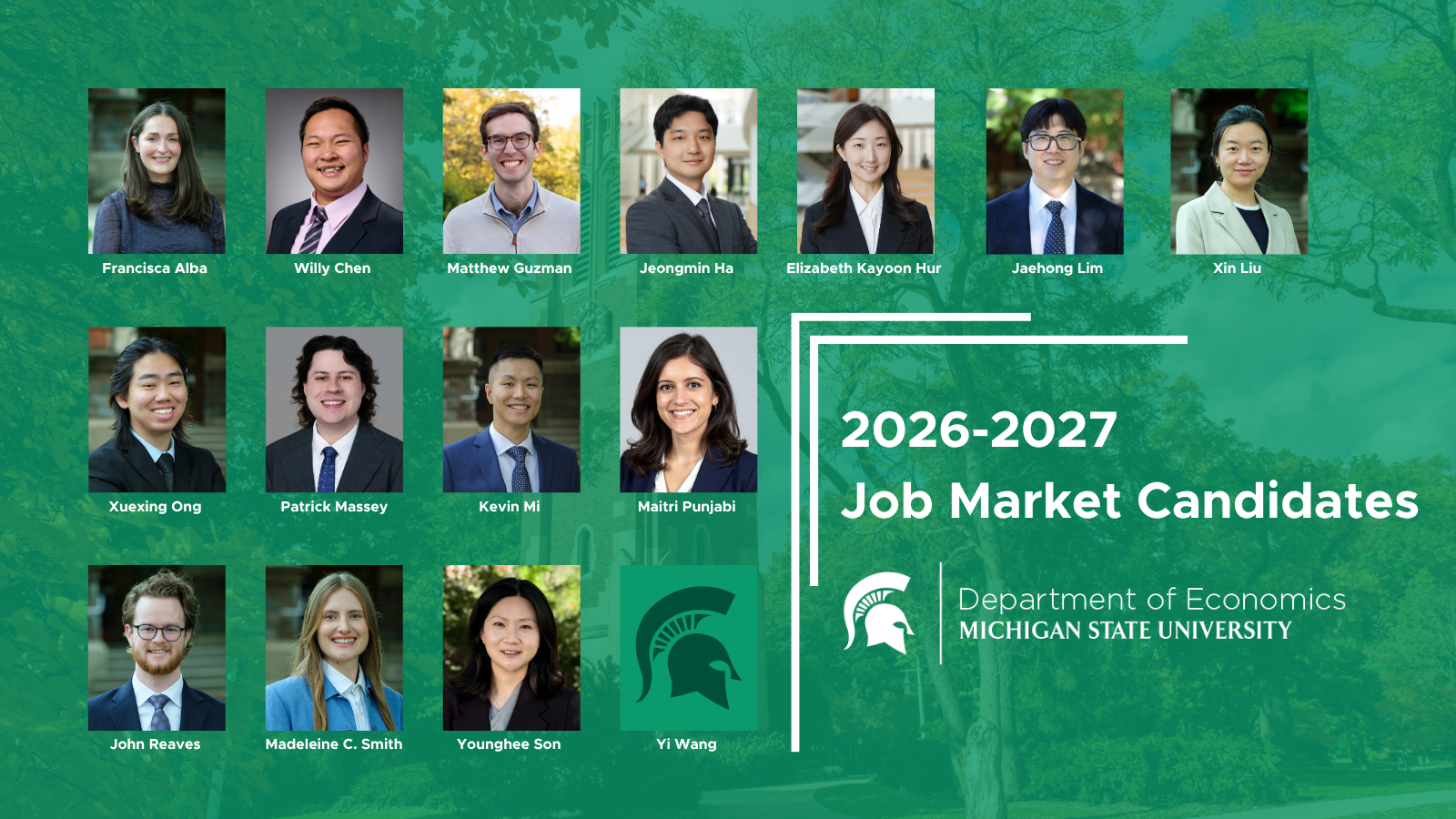 Headshots of all the economics job market candidates.