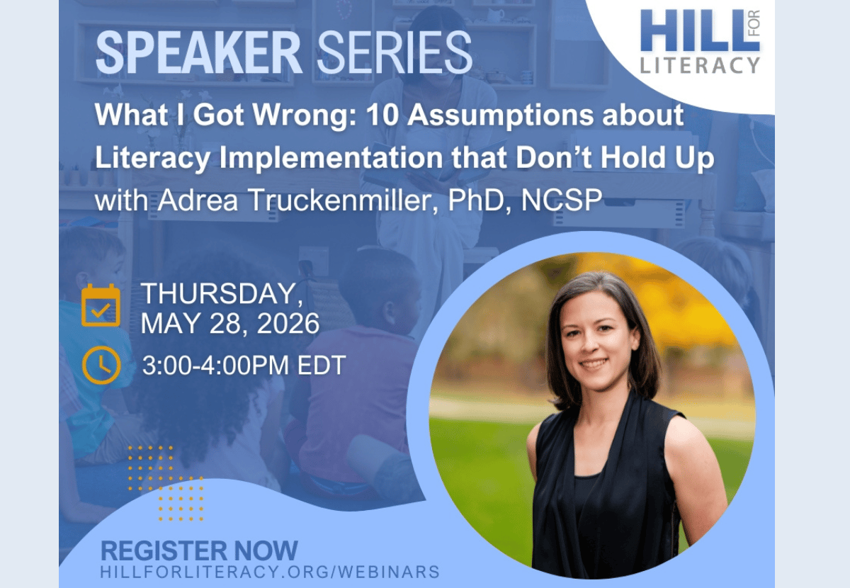 Hill for Literacy Speaker Series featuring Adrea Truckenmiller
