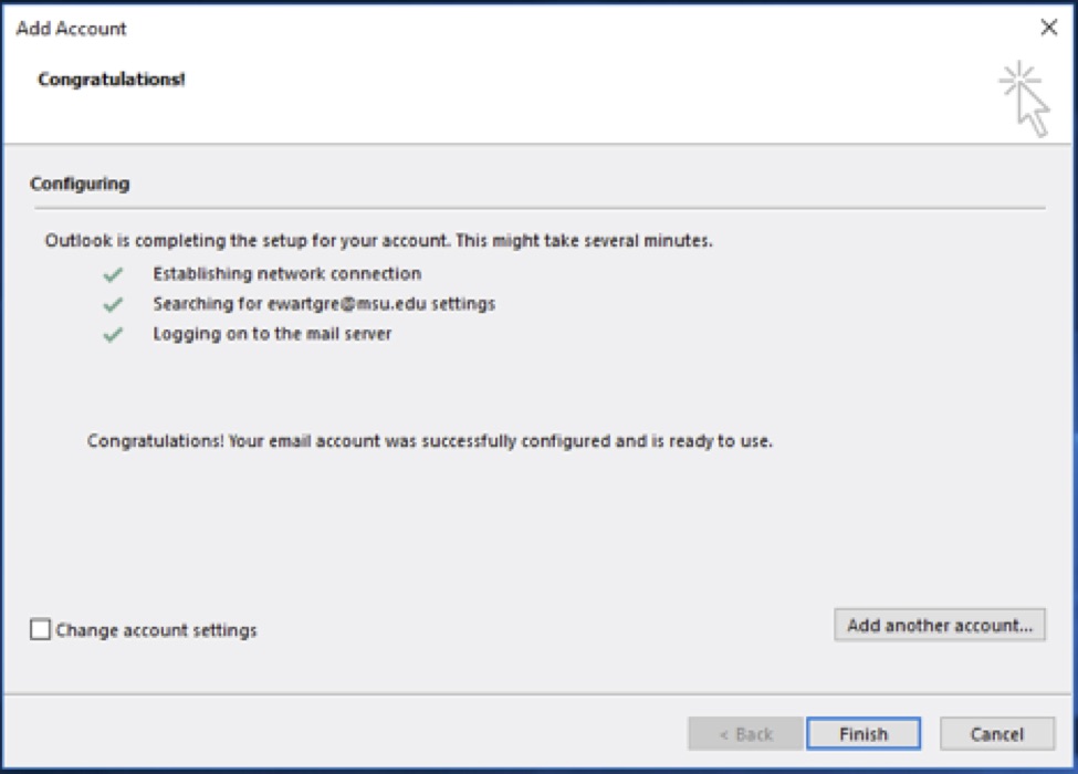 setup finish page screenshot