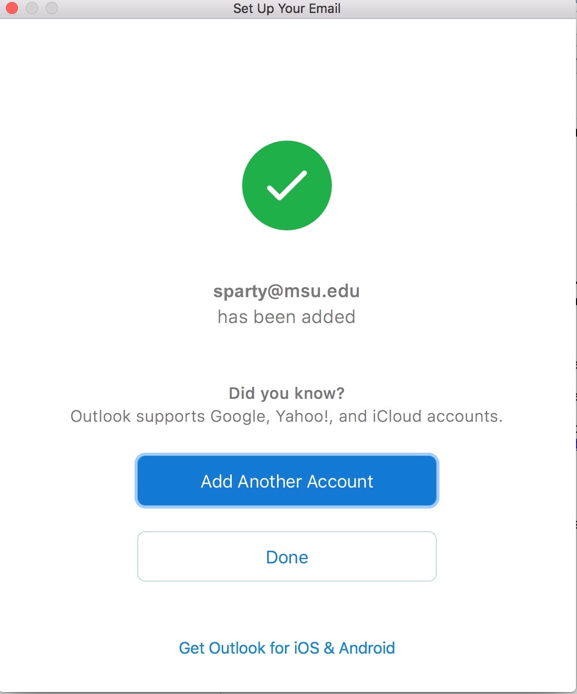 Email setup complete