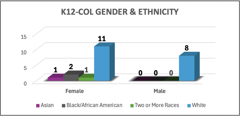 k12 col gender and ethnicity