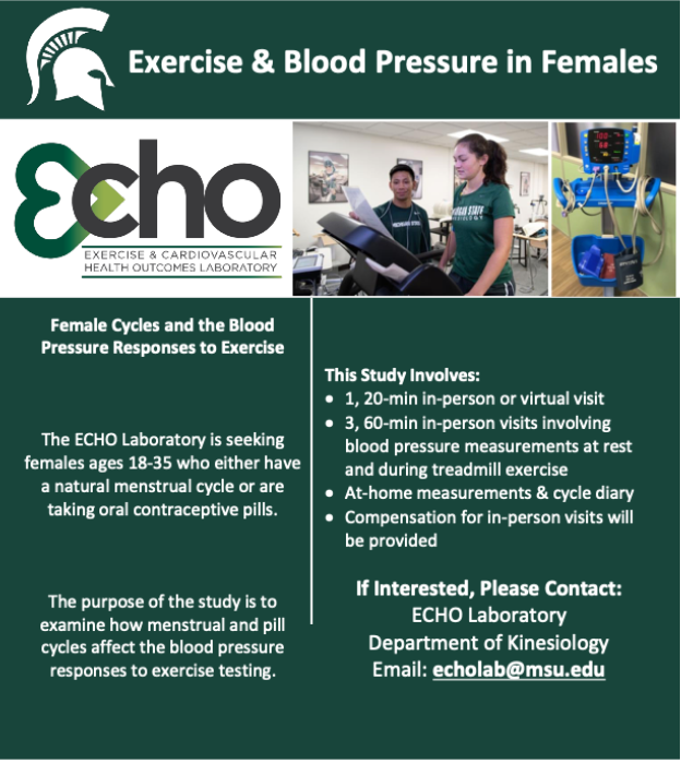 poster of the information about the exercise & blood pressure in females study
