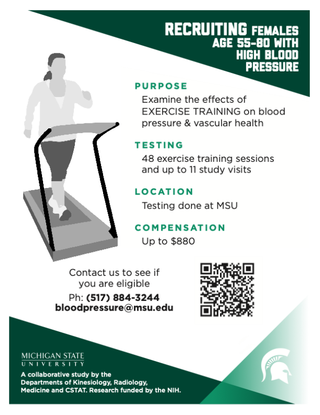 poster of the information about the chrono-exercise is medicine study and a qr code to contact