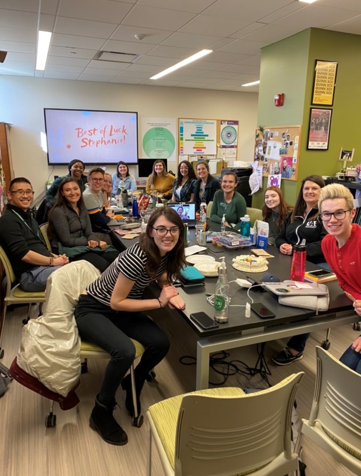 The last photo we got to take as a UAB team for the year (note two students on Zoom on the laptop in the middle of the table)