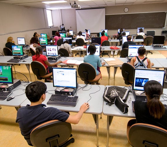 MSU Students in a CSE lab working on projects