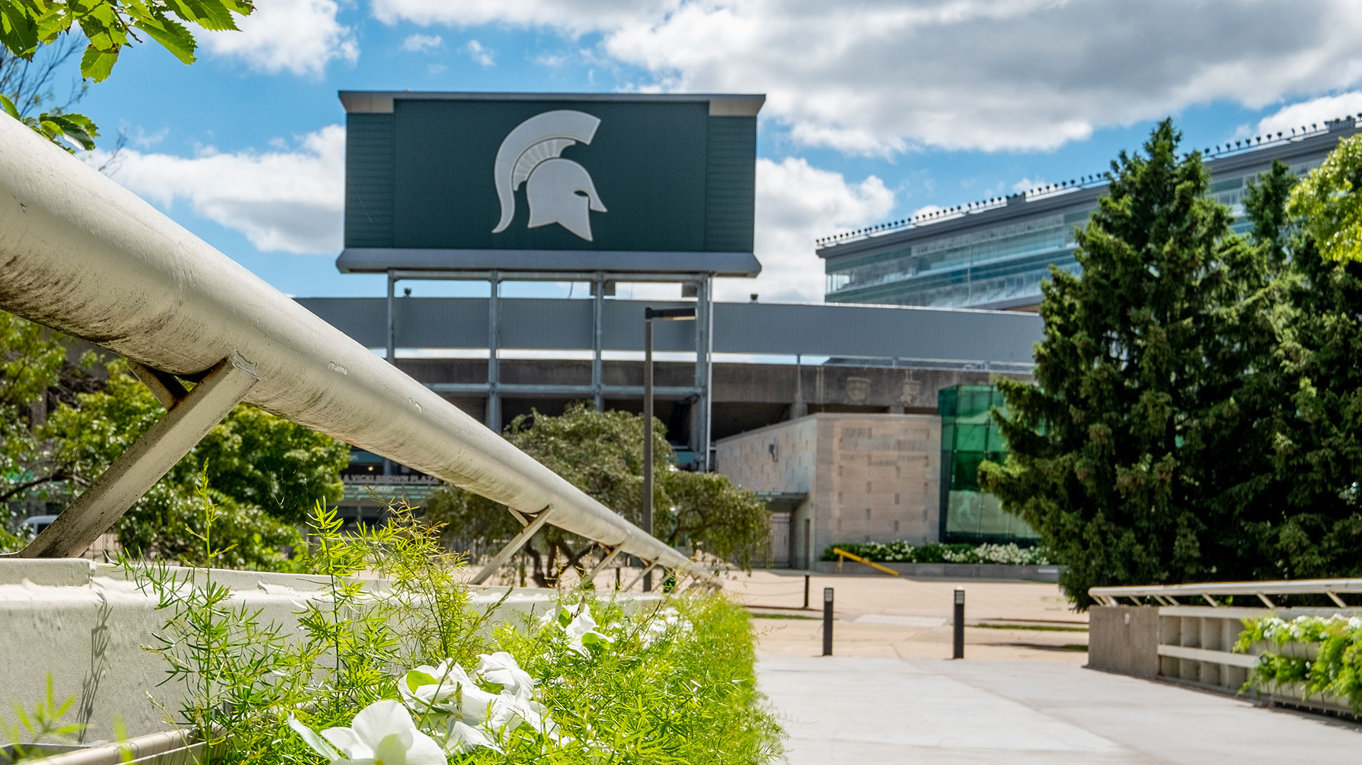 Back of Spartan Stadium on a sunny cloudy day