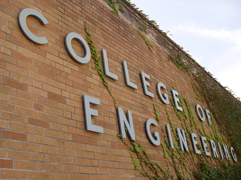 Photo of outside logo of College of Engineering